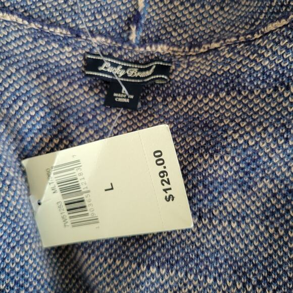 NEW Lucky Brand Scarf Print Cardigan Shawl Collar Open Blue Women Large - Picture 11 of 12